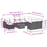 11 Piece Garden Sofa Set with Cushions Grey Poly Rattan - Side View