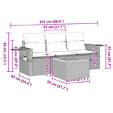 4 Piece Garden Sofa Set with Cushions Black Poly Rattan - Close-Up Angle