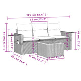4 Piece Garden Sofa Set with Cushions Grey Poly Rattan
