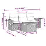 4 Piece Garden Sofa Set with Cushions Grey Poly Rattan - Low Angle