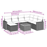 5 Piece Garden Sofa Set with Cushions Black Poly Rattan - Low Angle