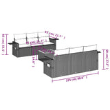 7 Piece Garden Sofa Set with Cushions Black Poly Rattan - Low Angle