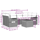 7 Piece Garden Sofa Set with Cushions Grey Poly Rattan - Low Angle