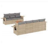 8 Piece Garden Sofa Set with Cushions Beige Poly Rattan - Front View