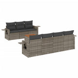 8 Piece Garden Sofa Set with Cushions Grey Poly Rattan - Front View