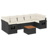 8 Piece Garden Sofa Set with Cushions Black Poly Rattan - Front View