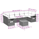 8 Piece Garden Sofa Set with Cushions Black Poly Rattan - Extra Image