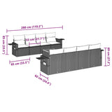 9 Piece Garden Sofa Set with Cushions Black Poly Rattan - Low Angle