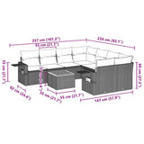 9 Piece Garden Sofa Set with Cushions Black Poly Rattan - Extra Image