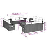 13 Piece Garden Sofa Set with Cushions Black Poly Rattan - Close-Up Angle