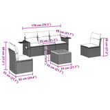 6 Piece Garden Sofa Set with Cushions Black Poly Rattan