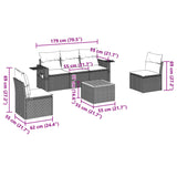 6 Piece Garden Sofa Set with Cushions Grey Poly Rattan - Low Angle