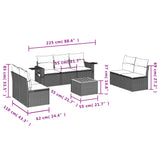 8 Piece Garden Sofa Set with Cushions Black Poly Rattan - Low Angle