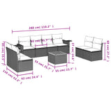 9 Piece Garden Sofa Set with Cushions Black Poly Rattan