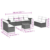 9 Piece Garden Sofa Set with Cushions Beige Poly Rattan - Low Angle