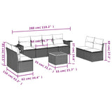 9 Piece Garden Sofa Set with Cushions Grey Poly Rattan