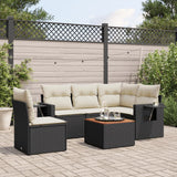 6 Piece Garden Sofa Set with Cushions Black Poly Rattan