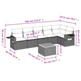 7 Piece Garden Sofa Set with Cushions Beige Poly Rattan - Extra Image
