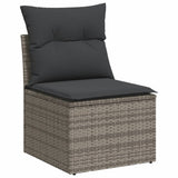7 Piece Garden Sofa Set with Cushions Grey Poly Rattan - 45-Degree Angle