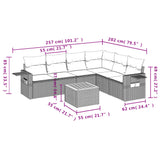7 Piece Garden Sofa Set with Cushions Black Poly Rattan - Extra Image