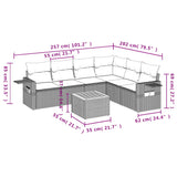 7 Piece Garden Sofa Set with Cushions Grey Poly Rattan - Extra Image