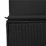 7 Piece Garden Sofa Set with Cushions Black Poly Rattan - Close-Up Angle