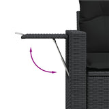 7 Piece Garden Sofa Set with Cushions Black Poly Rattan - Low Angle