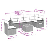 7 Piece Garden Sofa Set with Cushions Grey Poly Rattan