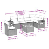 7 Piece Garden Sofa Set with Cushions Grey Poly Rattan - Extra Image