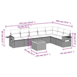 8 Piece Garden Sofa Set with Cushions Black Poly Rattan - Extra Image