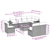 9 Piece Garden Sofa Set with Cushions Black Poly Rattan - Extra Image