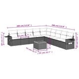 10 Piece Garden Sofa Set with Cushions Black Poly Rattan - Extra Image