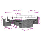 11 Piece Garden Sofa Set with Cushions Grey Poly Rattan - Extra Image