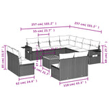 12 Piece Garden Sofa Set with Cushions Grey Poly Rattan - Extra Image