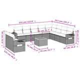 11 Piece Garden Sofa Set with Cushions Beige Poly Rattan - Extra Image