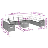 11 Piece Garden Sofa Set with Cushions Grey Poly Rattan - Extra Image