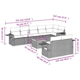 9 Piece Garden Sofa Set with Cushions Black Poly Rattan - Extra Image