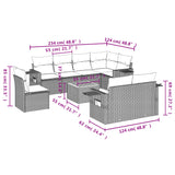 9 Piece Garden Sofa Set with Cushions Black Poly Rattan - Extra Image