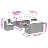 9 Piece Garden Sofa Set with Cushions Grey Poly Rattan - Extra Image