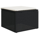 7 Piece Garden Sofa Set with Cushions Black Poly Rattan - 45-Degree Angle