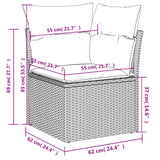 7 Piece Garden Sofa Set with Cushions Black Poly Rattan - Extra Image