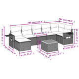 8 Piece Garden Sofa Set with Cushions Black Poly Rattan - Extra Image