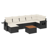 8 Piece Garden Sofa Set with Cushions Black Poly Rattan - Front View