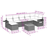 8 Piece Garden Sofa Set with Cushions Black Poly Rattan - Extra Image