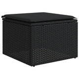 8 Piece Garden Sofa Set with Cushions Black Poly Rattan - 45-Degree Angle