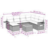 8 Piece Garden Sofa Set with Cushions Black Poly Rattan - Extra Image