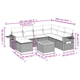 8 Piece Garden Sofa Set with Cushions Grey Poly Rattan - Extra Image