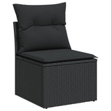 7 Piece Garden Sofa Set with Cushions Black Poly Rattan - Side View