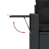7 Piece Garden Sofa Set with Cushions Black Poly Rattan - Low Angle