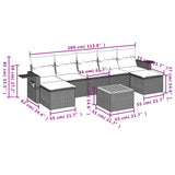 8 Piece Garden Sofa Set with Cushions Black Poly Rattan - Extra Image
